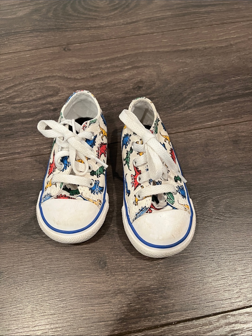 Converse Kids White Canvas Sneakers with Multicolor Dinosaur Print